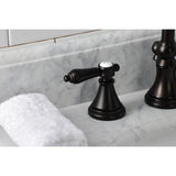 Heirloom Two-Handle 3-Hole Deck Mount Widespread Bathroom Faucet with Brass Pop-Up Drain