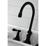 Heirloom Two-Handle 3-Hole Deck Mount Widespread Bathroom Faucet with Brass Pop-Up Drain