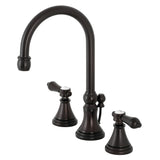 Heirloom Two-Handle 3-Hole Deck Mount Widespread Bathroom Faucet with Brass Pop-Up Drain