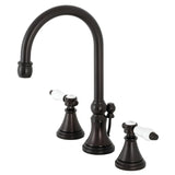 Bel-Air Two-Handle 3-Hole Deck Mount Widespread Bathroom Faucet with Brass Pop-Up Drain