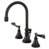 Century Two-Handle 3-Hole Deck Mount Widespread Bathroom Faucet with Brass Pop-Up Drain