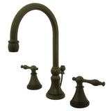 Governor Two-Handle 3-Hole Deck Mount Widespread Bathroom Faucet with Brass Pop-Up Drain