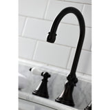 Governor Two-Handle 3-Hole Deck Mount Widespread Bathroom Faucet with Brass Pop-Up Drain