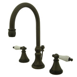 Governor Two-Handle 3-Hole Deck Mount Widespread Bathroom Faucet with Brass Pop-Up Drain