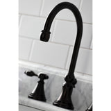 Tudor Two-Handle 3-Hole Deck Mount Widespread Bathroom Faucet with Brass Pop-Up Drain