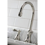 Governor Two-Handle 3-Hole Deck Mount Widespread Bathroom Faucet with Brass Pop-Up Drain