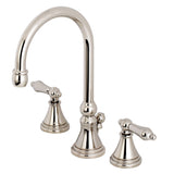 Governor Two-Handle 3-Hole Deck Mount Widespread Bathroom Faucet with Brass Pop-Up Drain