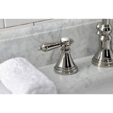 Heirloom Two-Handle 3-Hole Deck Mount Widespread Bathroom Faucet with Brass Pop-Up Drain