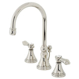 Heirloom Two-Handle 3-Hole Deck Mount Widespread Bathroom Faucet with Brass Pop-Up Drain