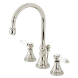 Bel-Air Two-Handle 3-Hole Deck Mount Widespread Bathroom Faucet with Brass Pop-Up Drain