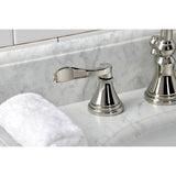 NuFrench Two-Handle 3-Hole Deck Mount Widespread Bathroom Faucet with Brass Pop-Up Drain