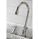 Governor Two-Handle 3-Hole Deck Mount Widespread Bathroom Faucet with Brass Pop-Up Drain