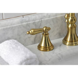 Governor Two-Handle 3-Hole Deck Mount Widespread Bathroom Faucet with Brass Pop-Up Drain