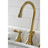 Governor Two-Handle 3-Hole Deck Mount Widespread Bathroom Faucet with Brass Pop-Up Drain