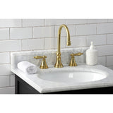 Governor Two-Handle 3-Hole Deck Mount Widespread Bathroom Faucet with Brass Pop-Up Drain