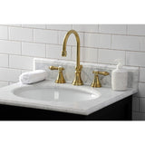 Heirloom Two-Handle 3-Hole Deck Mount Widespread Bathroom Faucet with Brass Pop-Up Drain