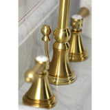 Heirloom Two-Handle 3-Hole Deck Mount Widespread Bathroom Faucet with Brass Pop-Up Drain