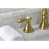 Heirloom Two-Handle 3-Hole Deck Mount Widespread Bathroom Faucet with Brass Pop-Up Drain