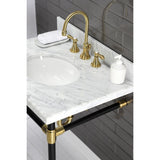 Heirloom Two-Handle 3-Hole Deck Mount Widespread Bathroom Faucet with Brass Pop-Up Drain