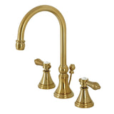 Heirloom Two-Handle 3-Hole Deck Mount Widespread Bathroom Faucet with Brass Pop-Up Drain