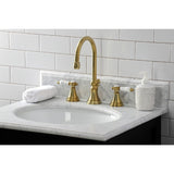 Bel-Air Two-Handle 3-Hole Deck Mount Widespread Bathroom Faucet with Brass Pop-Up Drain