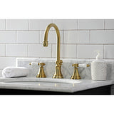 Bel-Air Two-Handle 3-Hole Deck Mount Widespread Bathroom Faucet with Brass Pop-Up Drain