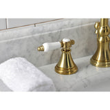 Bel-Air Two-Handle 3-Hole Deck Mount Widespread Bathroom Faucet with Brass Pop-Up Drain