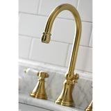 Bel-Air Two-Handle 3-Hole Deck Mount Widespread Bathroom Faucet with Brass Pop-Up Drain