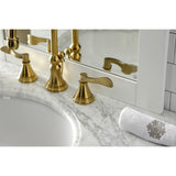 NuFrench Two-Handle 3-Hole Deck Mount Widespread Bathroom Faucet with Brass Pop-Up Drain