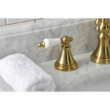 Governor Two-Handle 3-Hole Deck Mount Widespread Bathroom Faucet with Brass Pop-Up Drain