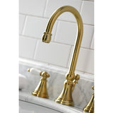 Governor Two-Handle 3-Hole Deck Mount Widespread Bathroom Faucet with Brass Pop-Up Drain