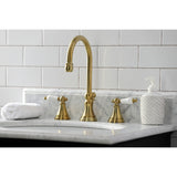 Governor Two-Handle 3-Hole Deck Mount Widespread Bathroom Faucet with Brass Pop-Up Drain