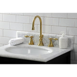 Tudor Two-Handle 3-Hole Deck Mount Widespread Bathroom Faucet with Brass Pop-Up Drain