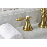 Tudor Two-Handle 3-Hole Deck Mount Widespread Bathroom Faucet with Brass Pop-Up Drain