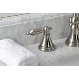 Governor Two-Handle 3-Hole Deck Mount Widespread Bathroom Faucet with Brass Pop-Up Drain