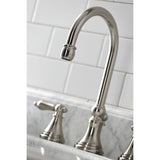 Governor Two-Handle 3-Hole Deck Mount Widespread Bathroom Faucet with Brass Pop-Up Drain