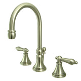 Governor Two-Handle 3-Hole Deck Mount Widespread Bathroom Faucet with Brass Pop-Up Drain