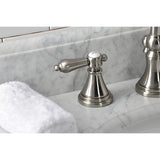 Heirloom Two-Handle 3-Hole Deck Mount Widespread Bathroom Faucet with Brass Pop-Up Drain