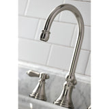 Heirloom Two-Handle 3-Hole Deck Mount Widespread Bathroom Faucet with Brass Pop-Up Drain