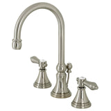 Heirloom Two-Handle 3-Hole Deck Mount Widespread Bathroom Faucet with Brass Pop-Up Drain