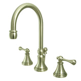 Governor Two-Handle 3-Hole Deck Mount Widespread Bathroom Faucet with Brass Pop-Up Drain