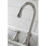 Bel-Air Two-Handle 3-Hole Deck Mount Widespread Bathroom Faucet with Brass Pop-Up Drain