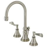 Century Two-Handle 3-Hole Deck Mount Widespread Bathroom Faucet with Brass Pop-Up Drain