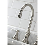 Governor Two-Handle 3-Hole Deck Mount Widespread Bathroom Faucet with Brass Pop-Up Drain