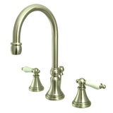 Governor Two-Handle 3-Hole Deck Mount Widespread Bathroom Faucet with Brass Pop-Up Drain