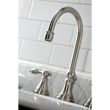 Tudor Two-Handle 3-Hole Deck Mount Widespread Bathroom Faucet with Brass Pop-Up Drain