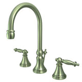 Templeton Two-Handle 3-Hole Deck Mount Widespread Bathroom Faucet with Brass Pop-Up Drain