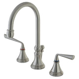 Silver Sage Two-Handle 3-Hole Deck Mount Widespread Bathroom Faucet with Brass Pop-Up Drain