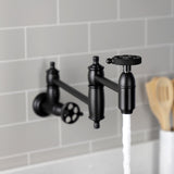 Webb Two-Handle 1-Hole Wall Mount Pot Filler with Knurled Handle