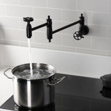 Webb Two-Handle 1-Hole Wall Mount Pot Filler with Knurled Handle